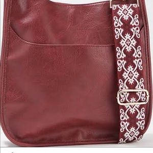 Ah•dorned faux leather messenger bag with adjustable strap